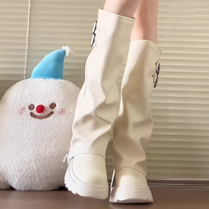 Punk Tarzı Ekleme Kalın Alt Ka - Knee High Boots Women incelemesi ve fiyatı